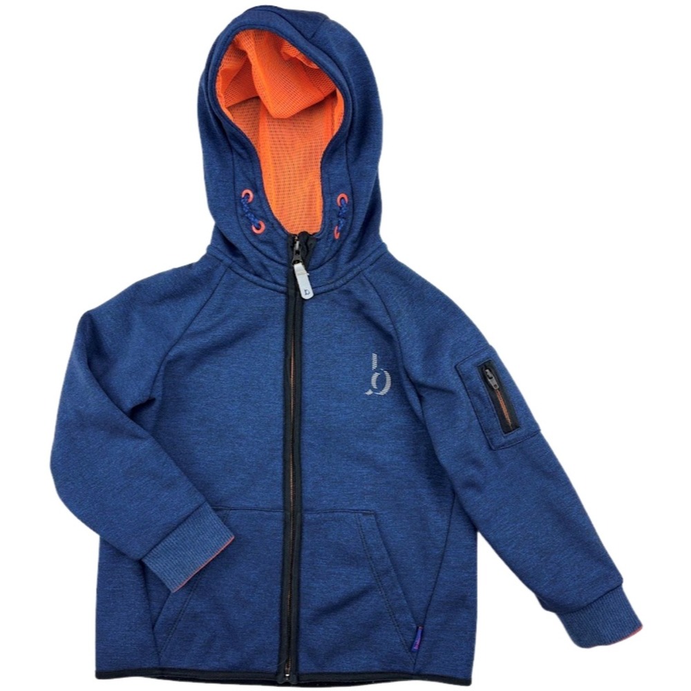 Ted Baker Boys Age 3-4 Full Zip Hooded Jacket Blue Orange Fleece Lining Zip Up